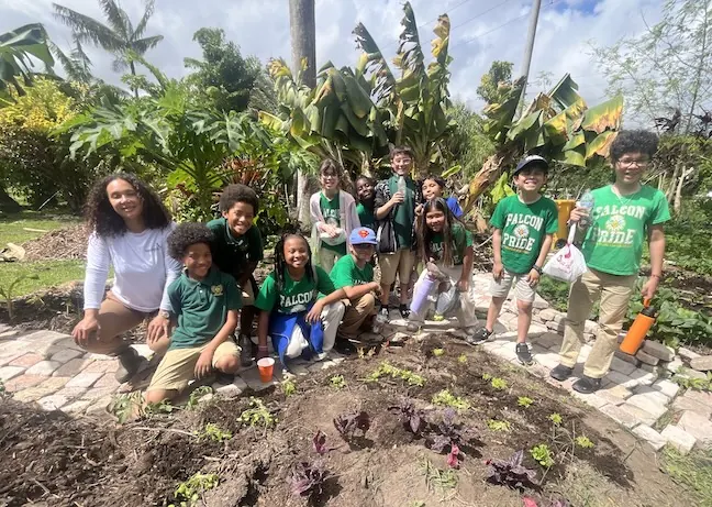 Students from Miami-Dade County Public Schools during a field trip to Fertile Earth.