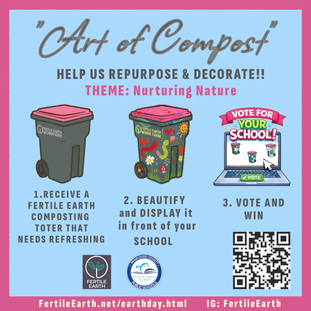 Art of Compost poster promoting the Nurturing Nature theme and voting for your school.